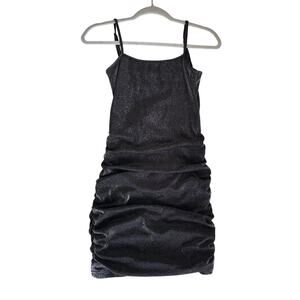 Katie J NYC Abby Gunmetal Ruched Mesh Mini Dress Juniors M